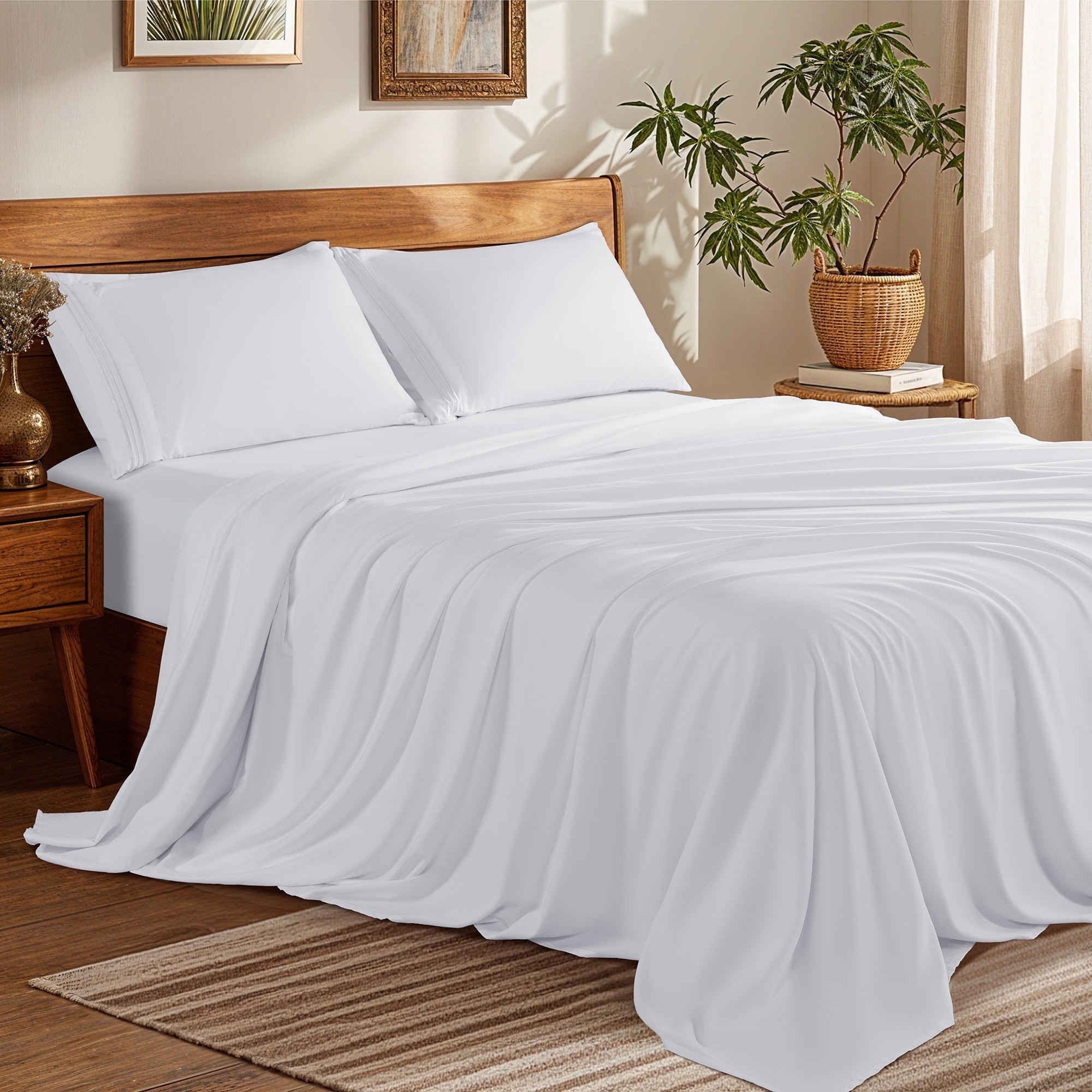 SONORO-KATE-Bed-Sheets-Set-1800-Series-Microfiber-Deep-Pocket-4-Pieces-Luxury-Soft-Sheet-Set-Queen-White_60156aa9-2117-464e-9a75-2018a0545f38.0198d5f1e0e62f69882000d628d70ba3 SONORO KATE Bed Sheets Set, 1800 Series Microfiber Deep Pocket 4 Pieces Luxury Soft Sheet Set, Queen, White